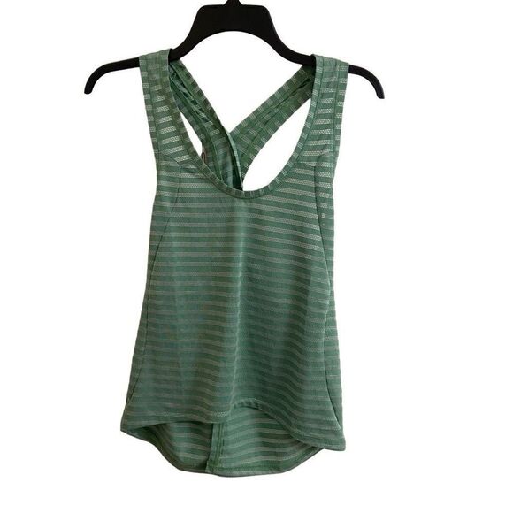 NEW Zyia Active Forest Nimbus Split Back Tank Green Striped Small - Picture 1 of 6